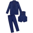 thumbnail image 1 of inlzdz Men 3 Piece Dress Suit One-Button Solid Blazer Jacket Vest Long Pants Outfits for Wedding Pageant Formal Occasion Navy Blue XL, 1 of 7