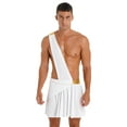 thumbnail image 1 of inlzdz Mens Ancient Rome One Shoulder Toga Metallic Trim Ruffle Skirts White L, 1 of 1
