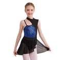thumbnail image 1 of inlzdz Sequins Ballerina Dress for Girls Off Shoulder Ballet Jazz Latin Dance Dress Tutu Costume Navy Blue 10, 1 of 6