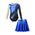 thumbnail image 1 of inlzdz Sheer Mesh Long Sleeve Gymnastics Leotards for Girls Sparkle Ballet Dance Skating Costume Royal Blue 8, 1 of 7