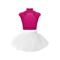 thumbnail image 1 of inlzdz Shiny Ballet Leotards for Girls Gymnastics Outfit Ballerina Tutu Dancer Outfits Skirts Set Hot Pink&White 10, 1 of 5