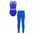 thumbnail image 1 of inlzdz Sleeveless Shiny Rhinesstone Gymnastics Letoard for Girls Ballet Dance Bodysuit with Leggings Blue 16, 1 of 7