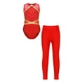 thumbnail image 1 of inlzdz Sleeveless Shiny Rhinesstone Gymnastics Letoard for Girls Ballet Dance Bodysuit with Leggings Red 6, 1 of 7