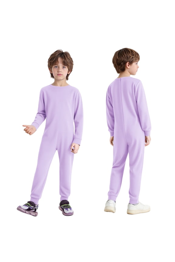 Special Needs Adaptive Clothing for Children Cotton Long Sleeve Anti-strip Jumpsuit Onesie Lavender 6
