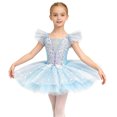 thumbnail image 1 of inlzdz Tutu Girls Dance Competition Dress Gymnastic Skirt Light Blue 110, 1 of 6