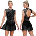 thumbnail image 1 of inlzdz Women Flowy Tulle Skirted Leotard Contemporary Lyrical Dance Dress Ballet Dancewear Black XXL, 1 of 6