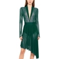 thumbnail image 1 of inlzdz Women Lyrical Dance Dress Long Sleeve Shiny Rhinestones Figure Skating Modern Dance Performance Dresses Green M, 1 of 5