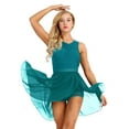 thumbnail image 1 of inlzdz Women Lyrical Dress Ballet Dance Costumes Chiffon Flowy Tulle Skirt Gymnastics Dancewear Leotard Green XS, 1 of 7