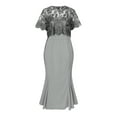 thumbnail image 1 of inlzdz Women Plus Size Mother of The Bride Dresses Elegant Embroidery Lace Cocktail Dress Wedding Ball Gowns 02 Gray 3XL, 1 of 8