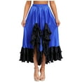thumbnail image 1 of inlzdz Women Spanish Flamenco Dance Skirt Ruffle Trim Irregular Hem Big Swing Skirts for Tango Salsa Royal Blue XXL, 1 of 7