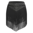 thumbnail image 1 of inlzdz Women's Dance Skirt Elastic Waistband Tiered Tassels Skirts for Latin Salsa Competition Black L, 1 of 4