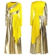 thumbnail image 1 of inlzdz Women's Liturgical Praise Dance Jumpsuit Metallic Color Overlay Tunic Wide-leg Pants Yellow XXL, 1 of 4