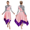 thumbnail image 1 of inlzdz Women's Metallic Liturgical Praise Dance Dress Long Sleeve Print Worship Overlay Tunics Pink XXL, 1 of 6
