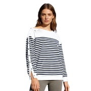 inlzdz Women's Post Shoulder Surgery Shirt Tear Away Top After Rotator Cuff Shirt Chemo Port Adaptive Clothing Navy Blue S