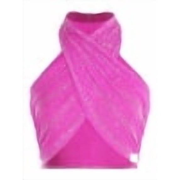 inlzdz Women's Sequin Sparkly Halter Tops Latin Modern Dance Tank Crop Top Camisole Ballroom Dancewear Hot Pink S