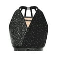 thumbnail image 1 of inlzdz Women's Sparkly Rhinestone Lyrical Dance Vest Sleeveless Ballet Crop Tank Tops Dancewear Black XXL, 1 of 5