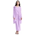 thumbnail image 1 of inlzdz Womens Chiffon Pant Suits 3 Piece Mother of The Bride Wedding Outfit Evening Cocktail Party Suit 04 Lavender XXL, 1 of 7