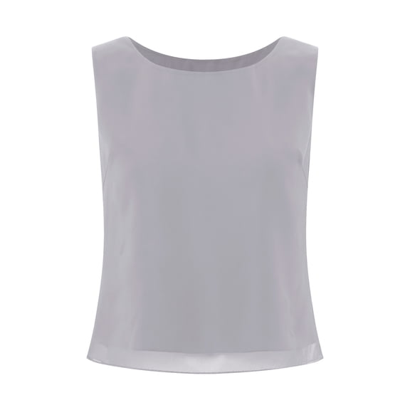inlzdz Womens Elegant Chiffon Tank Top T-Shirt Inside for Mother of The Bride Wedding Cocktail Party Evening Grey XL