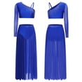 thumbnail image 1 of inlzdz Womens Lyrical Dance Crop Top and Maxi Skirt Set Rhinestone Shiny Contemporary Modern Dancewear Royal Blue XL, 1 of 4