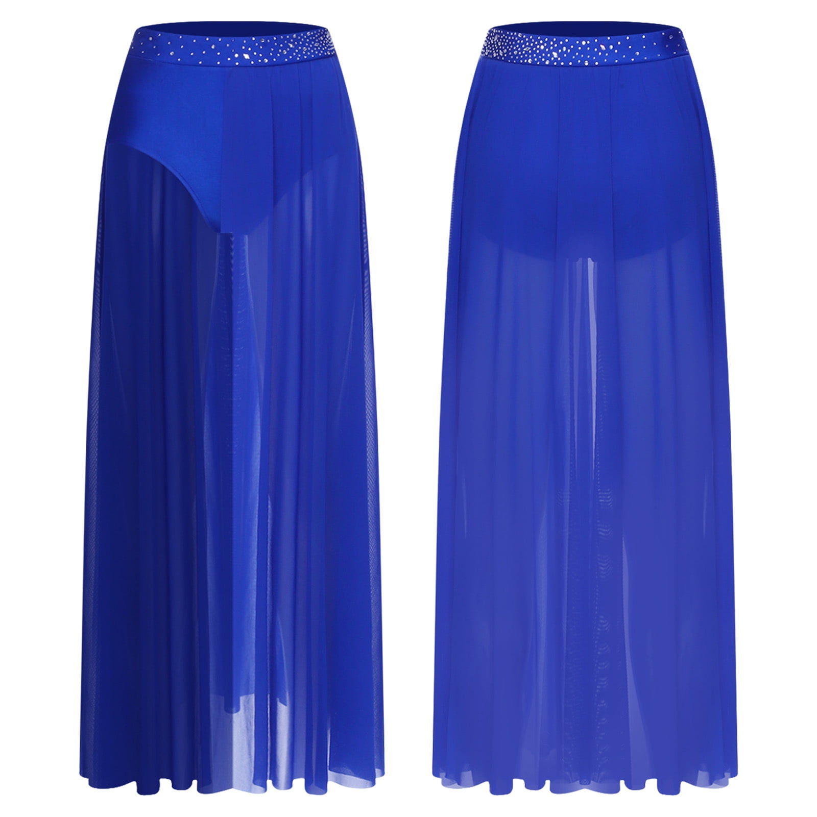 inlzdz Womens Lyrical Dance Skirt Figure Skating Dance Skirt with ...