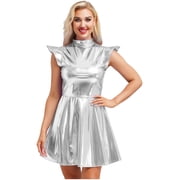 knee length dresses for ladies MAYRA Keyhole Metallic A Line Prom Dress Pleated Elegance