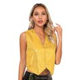 thumbnail image 1 of inlzdz Womens Sparkly Sequins Sleeveless Button Up Vest Pointed Hem Waistcoat Gold S, 1 of 6