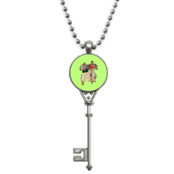 inner mongolia wrestling competition pendant vintage necklsilver key jewelry