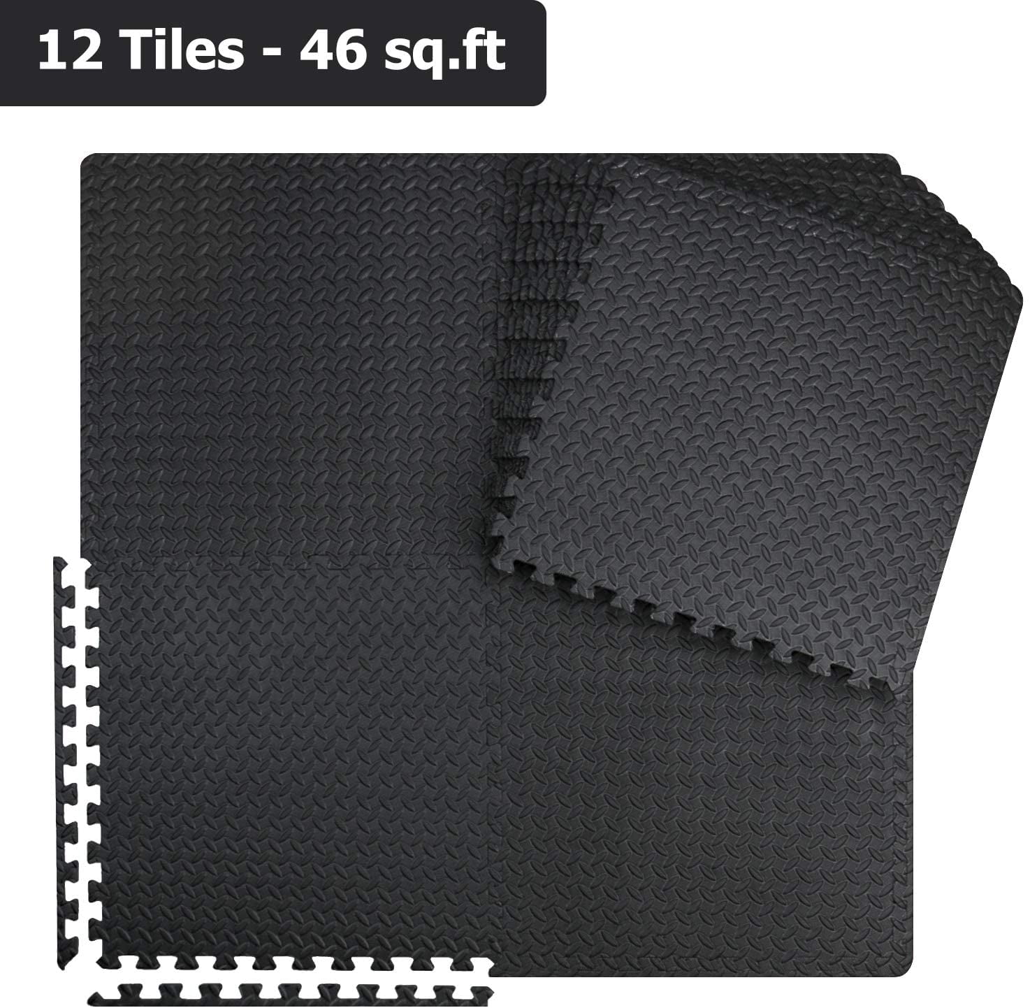 innhom 12 Tiles Gym Mat Exercise Mats Puzzle Foam Mats Gym Flooring Mat Interlocking Foam Mats with Eva Foam Floor Tiles For Gym Equipment Workouts, Black
