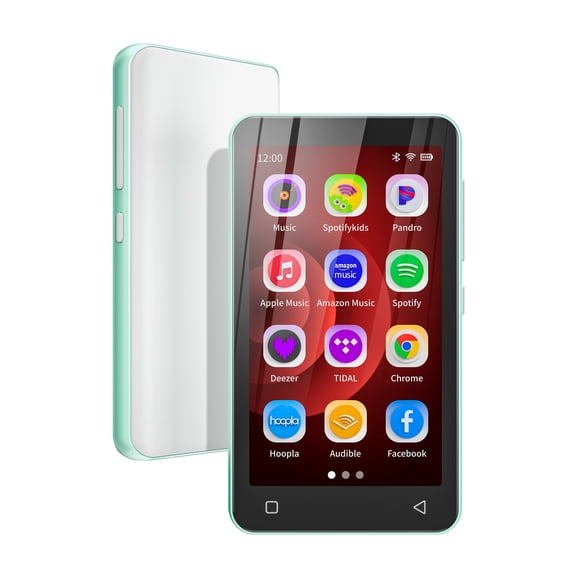 innioasis 80GB Kids MP3 Player with Bluetooth and WiFi, Preinstalled Spotify, Spotify Kids, Pandora, Audible, 4.0" Music Player with Parental Controls, Up to 1TB (White+Green)