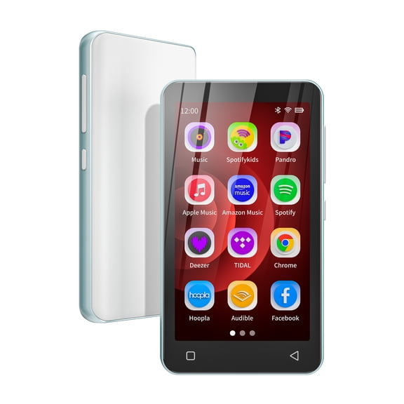 innioasis 80GB Kids MP3 Player with Bluetooth and WiFi, Preinstalled Spotify, Spotify Kids, Pandora, Audible, 4.0" Music Player with Parental Controls, Up to 1TB (White+ Sky-Blue)