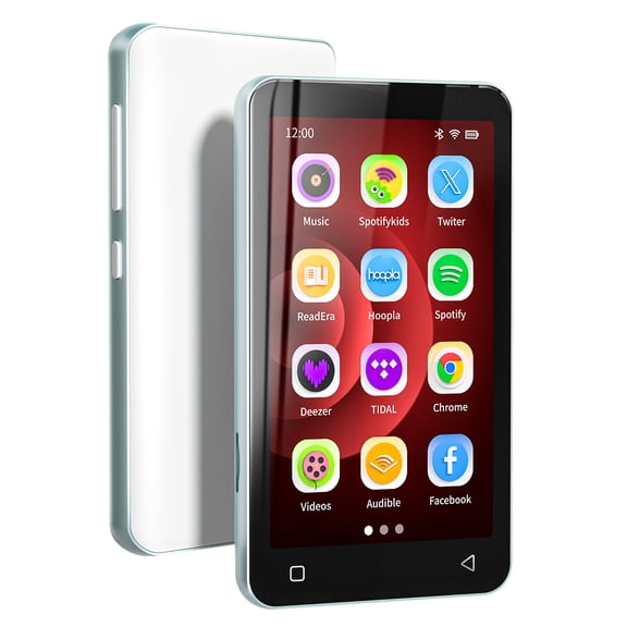 innioasis 80GB Kids MP3 Player with Bluetooth and WiFi, Preinstalled Spotify, Spotify Kids, Audible, 4.0" Music Player with Parental Controls, Up to 1TB (White+ Sky-Blue)