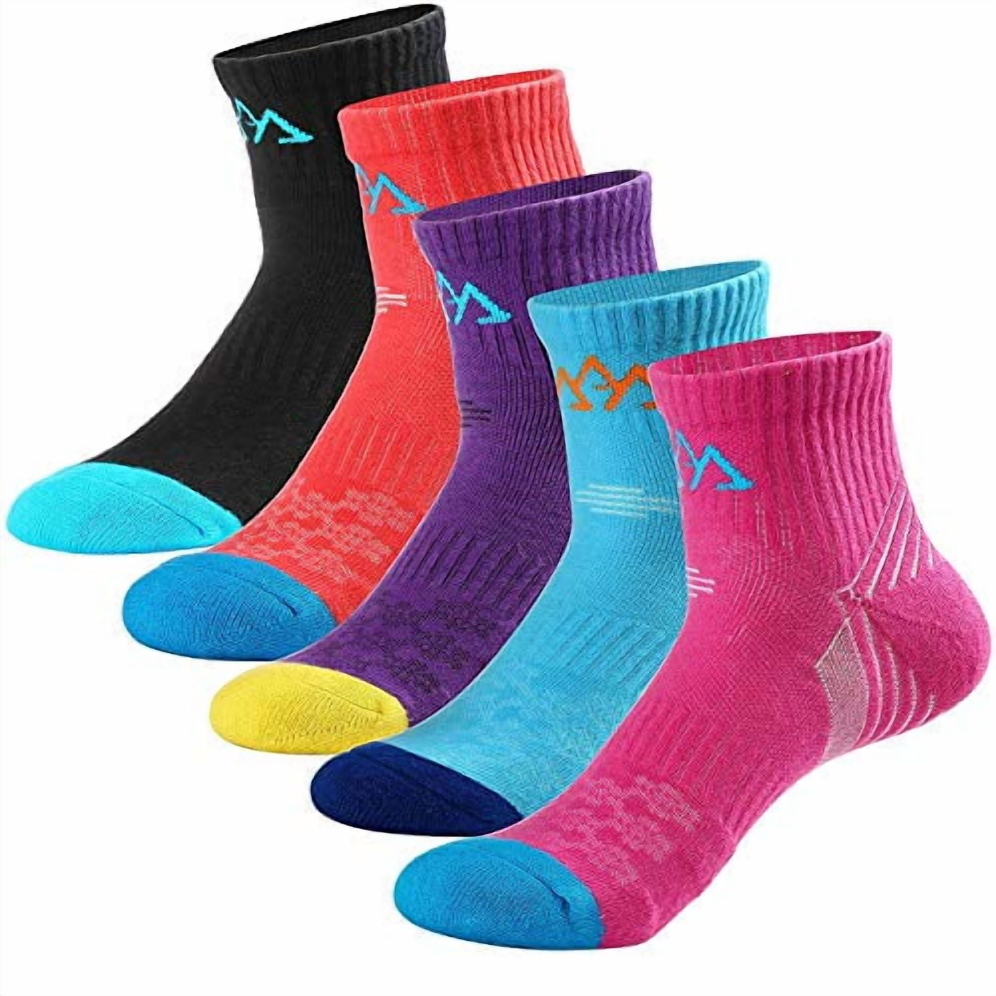 innotree 5 Pack Women's Cushioned Hiking Walking Running Socks, Crew Ankle Socks