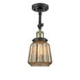 thumbnail image 1 of innovations chatham 1 light dimmable led semi-flush mount - black antique brass - 201f-bab-g146-led, 1 of 1