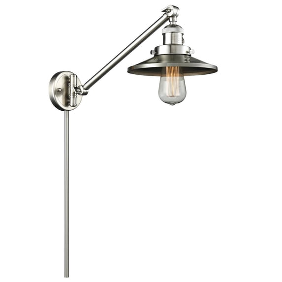 innovations railroad 1 light dimmable led swing arm - brushed satin nickel - 237-sn-m2-led