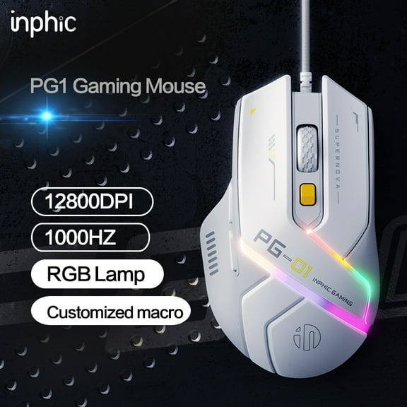 inphic PG1 Wired Gaming Mouse 6 Buttons 200-12800DPI 1000Hz RGB Lightweight Ergonomic Optical