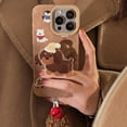 thumbnail image 1 of ins suede cartoon sausage suitable for iphone16 apple phone case 15pro max bracket 14 plush rope 13, 1 of 8