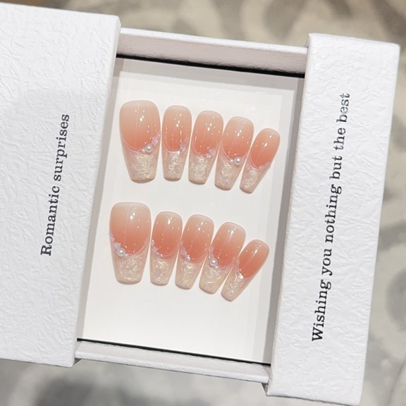 ins wind dream thread cute girlish medium and long pure hand-worn nail handmade nail art fake nail patch