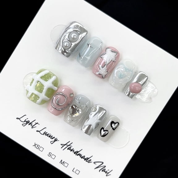 ins wind macaron color cute hand-worn nail piece light luxury pure handmade high quality control nail
