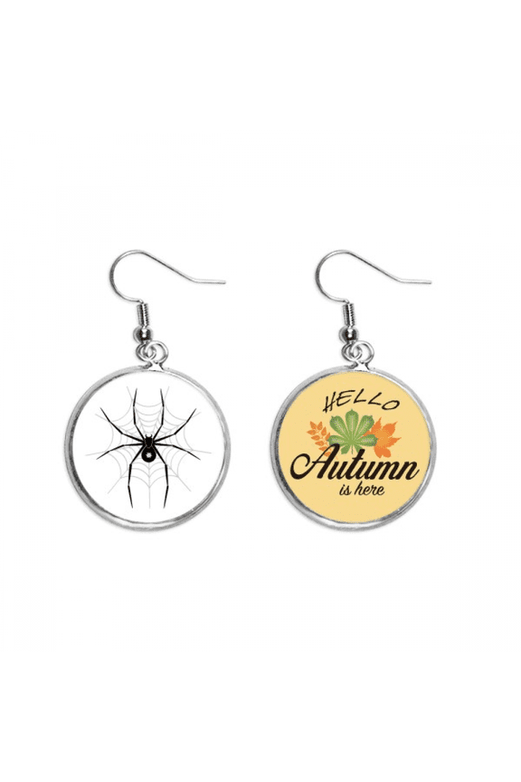 insect illustration spider black pattern earring dangle autumn earring jewelry