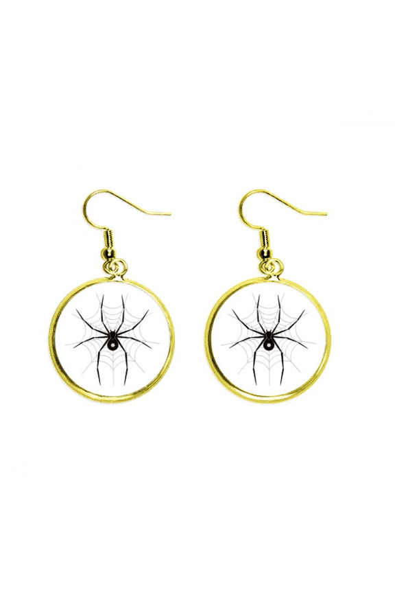 insect illustration spider black pattern earring dangle en drop earring jewelry woman