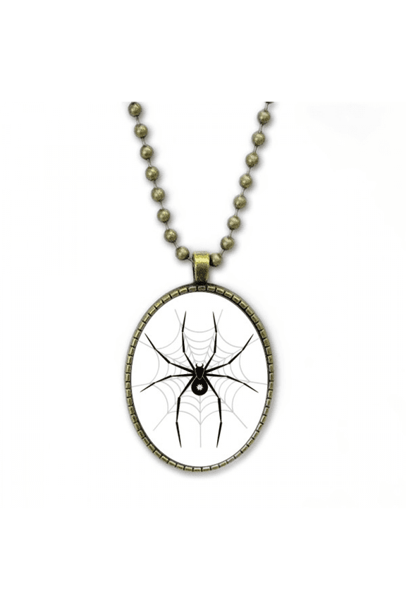 insect illustration spider black pattern necklace vintage chain bead pendant jewelry collection