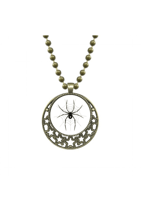 insect illustration spider black pattern pendant star necklmoon chain jewelry