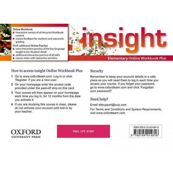 insight: Elementary: Online Workbook Plus - Card with Access Code