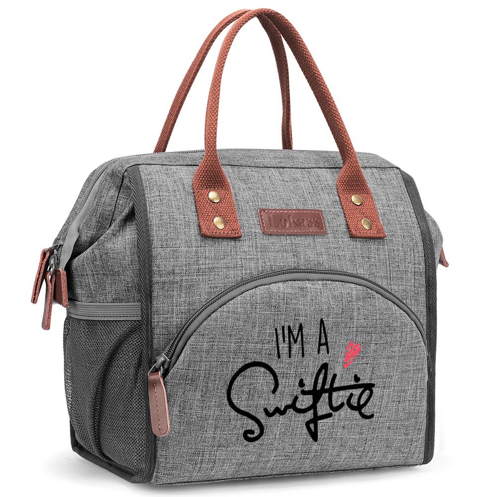 inspirational Personalized Lunch Box for Women Initial Reusable Insulated Lunch Bag, Wide-Open Adult Lunchbox Cooler Lunchbag Snack Organizer Initial Leakproof Lunch Tote Bag for Picnic Work Outdoors