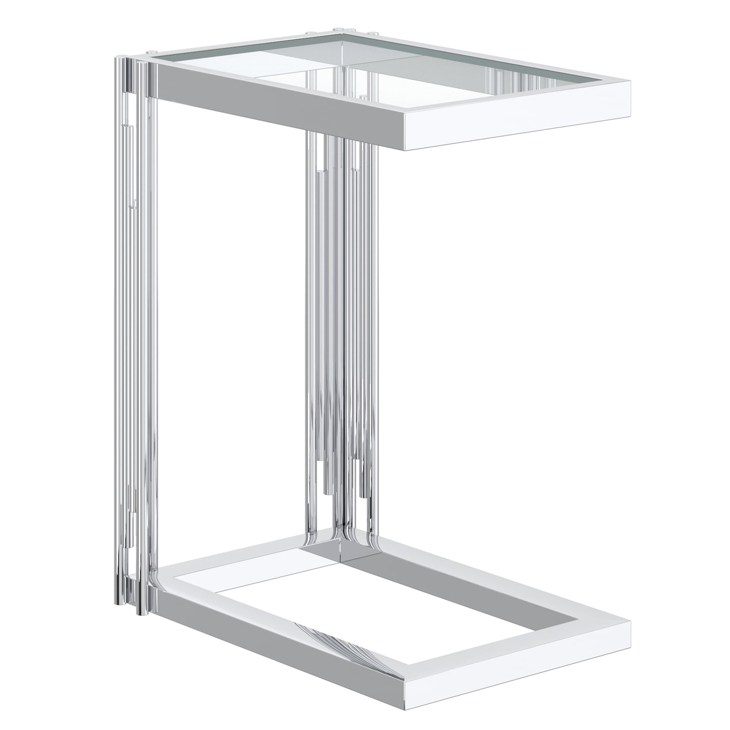 Contemporary Metal and Glass Small Accent Table Silver