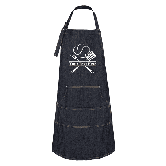 instMerch Personalized Apron for Men & Women — Custom Denim Chef Apron with Pockets — Customized Cooking Gifts (Indigo Denim)