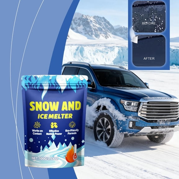 instant Snow Powder, Snow Melter, Effective Melting Power, Eco Conscious formula, Residential Winter Care, Blue Printed Package, 100G Net