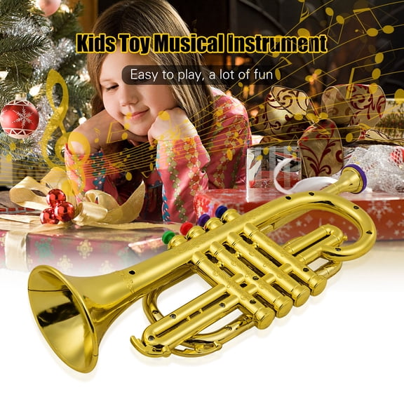 instruments Trumpet Kids Musical Wind Instruments ABS Metallic Gold Trumpet with 4 Colored Keys