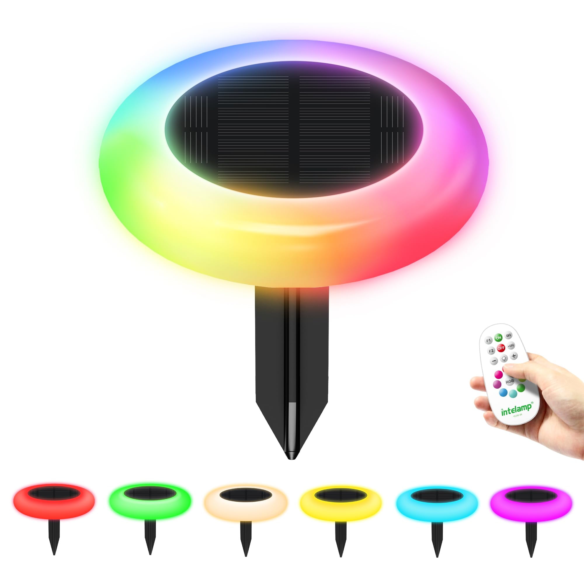 intelamp Colorful Solar Lights AIF4 Outdoor, Color Changing Solar Lights Outdoor with Remote ...