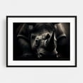 thumbnail image 1 of intense portrait of a rhino 01 - Photography Wildlife Animal Moody Nature Portrait Surrealism Black Framed Wall Art Print 20 x 30 inches, 1 of 4
